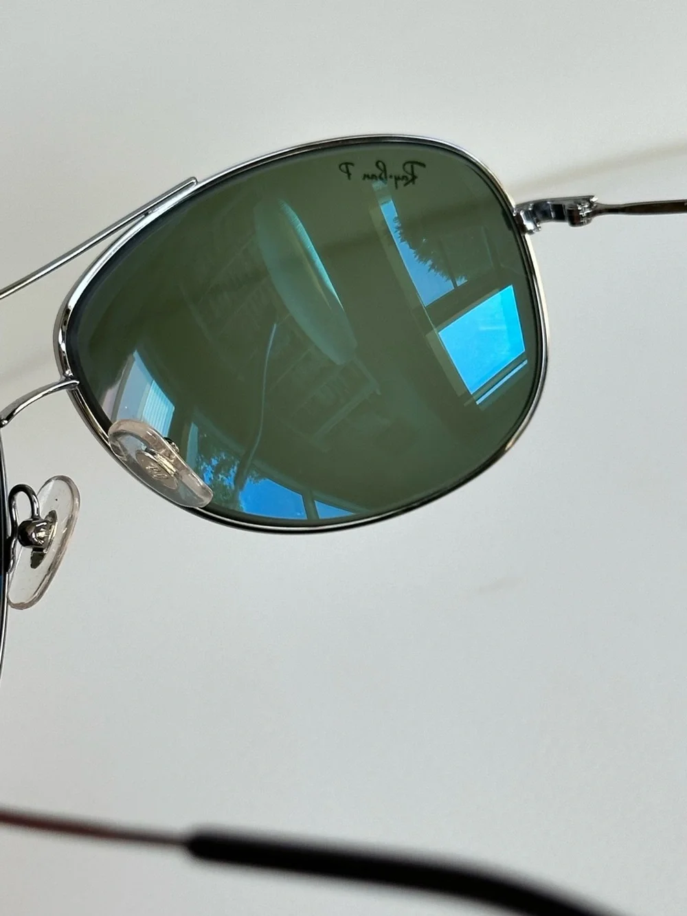 Ray-Ban 3293 Aviator Polarized Sunglasses Gunmetal Pilot Frame Green Lenses 63mm